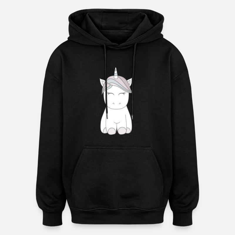 Einhorn - Oversized Unisex Hoodie - Schwarz