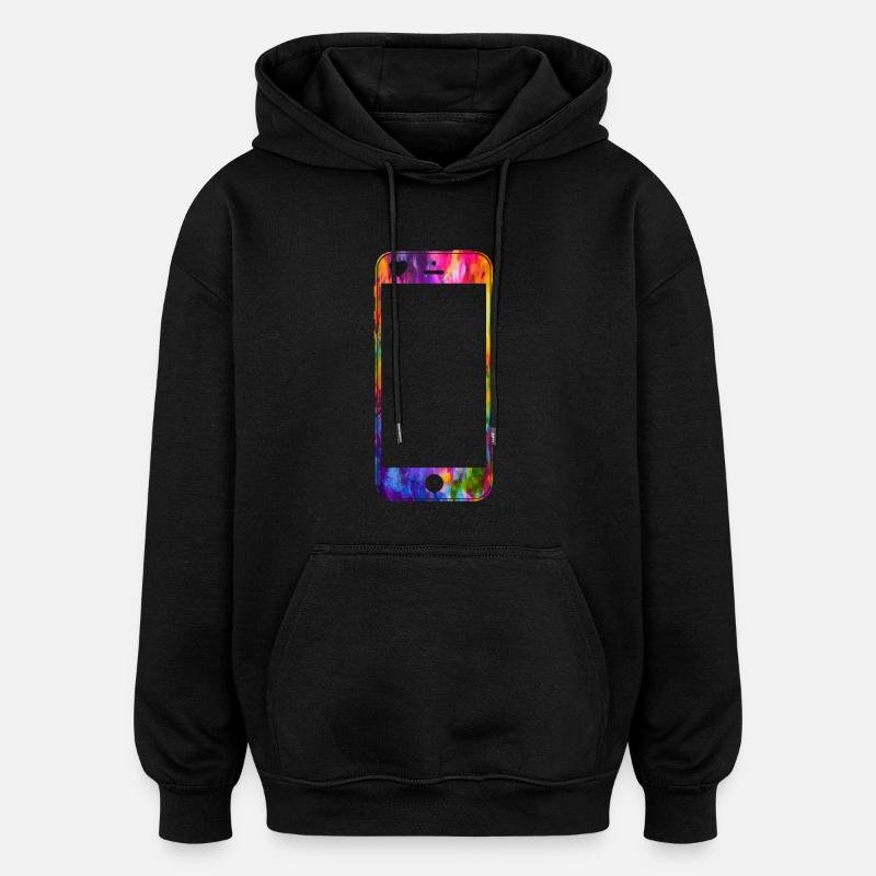 Handy mit Herz - Oversized Unisex Hoodie - Schwarz