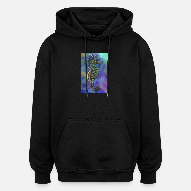 hippocampe - Sweat à capuche oversize unisexe - noir
