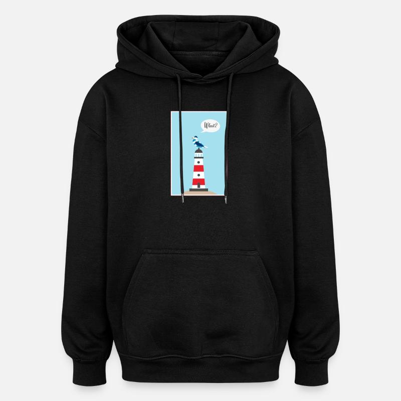 Phare - Mouette - Bande dessinée - Cadeau - Sweat à capuche oversize unisexe - noir