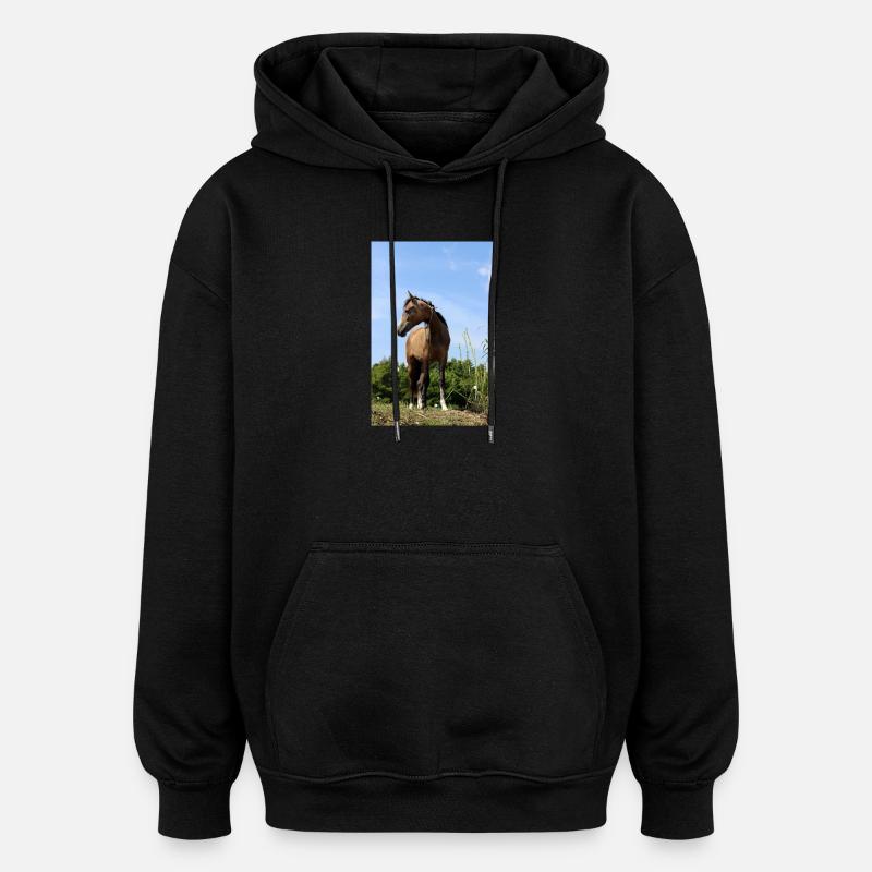 Chevaux T-shirt Cadeau Cavalier - Sweat à capuche oversize unisexe - noir