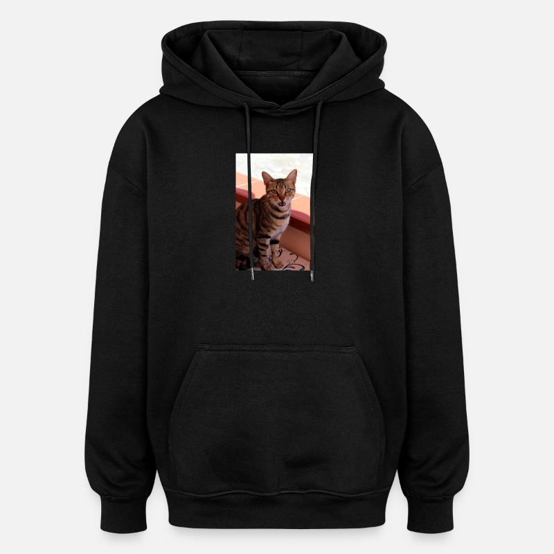 Chat - Sweat à capuche oversize unisexe - noir