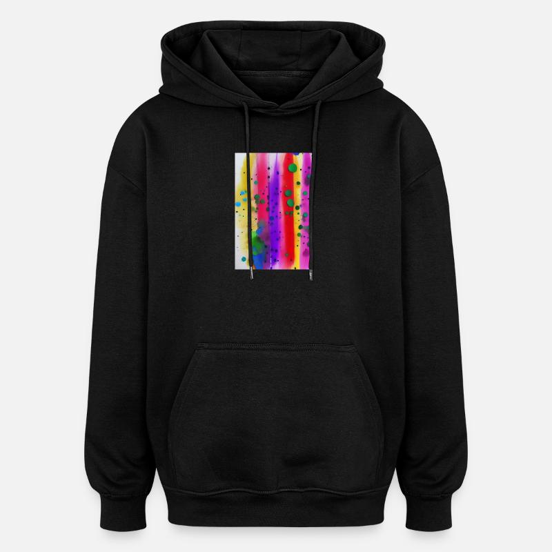 Farbspritzer und Linien - Oversized Unisex Hoodie - Schwarz