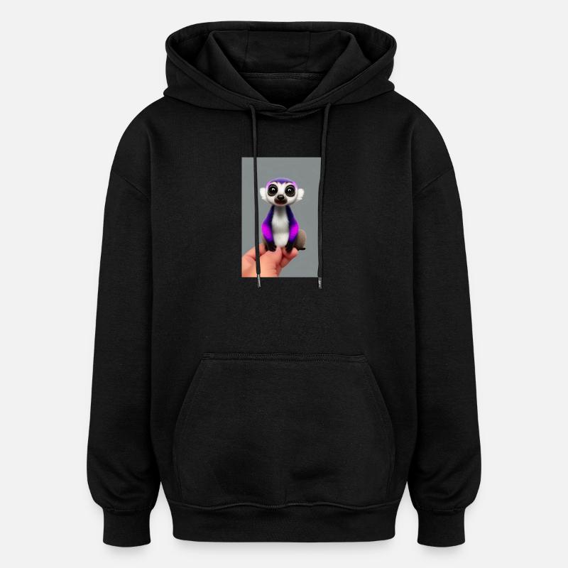 Lemur Affe - Oversized Unisex Hoodie - Schwarz