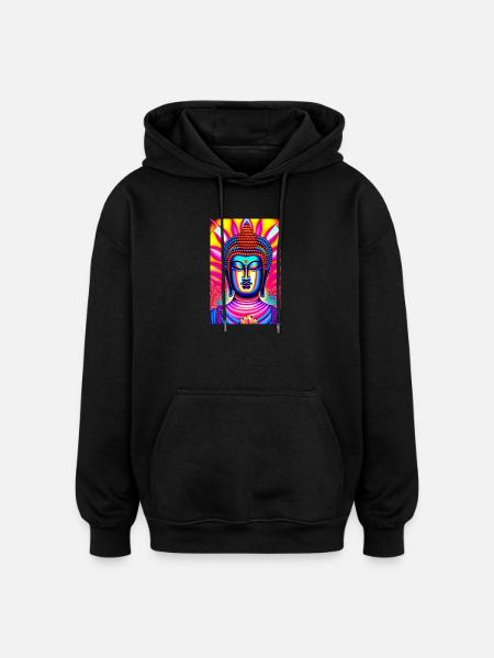 Metal buddha - Sweat à capuche oversize unisexe - noir
