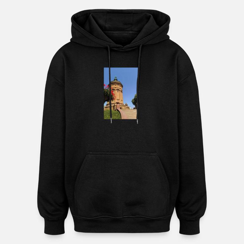WASSERTURM MANNHEIM - Oversized Unisex Hoodie - Schwarz