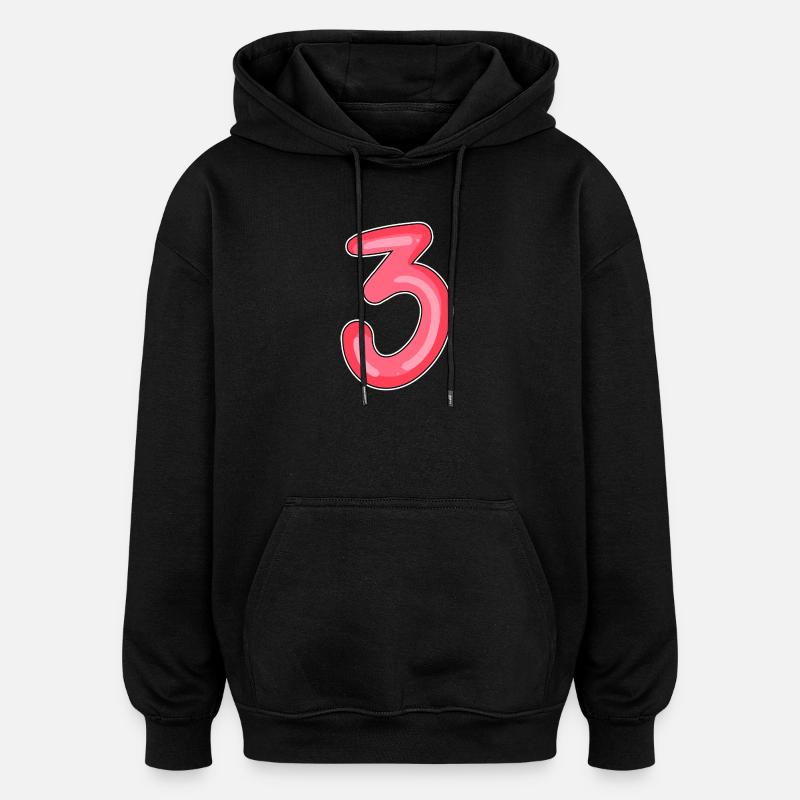 3 - Trois - Sweat à capuche oversize unisexe - noir