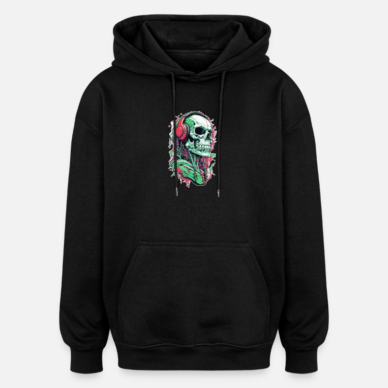 Schädel Musik - Oversized Unisex Hoodie - Schwarz