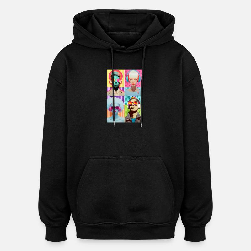 Musique Pop Art - Sweat à capuche oversize unisexe - noir