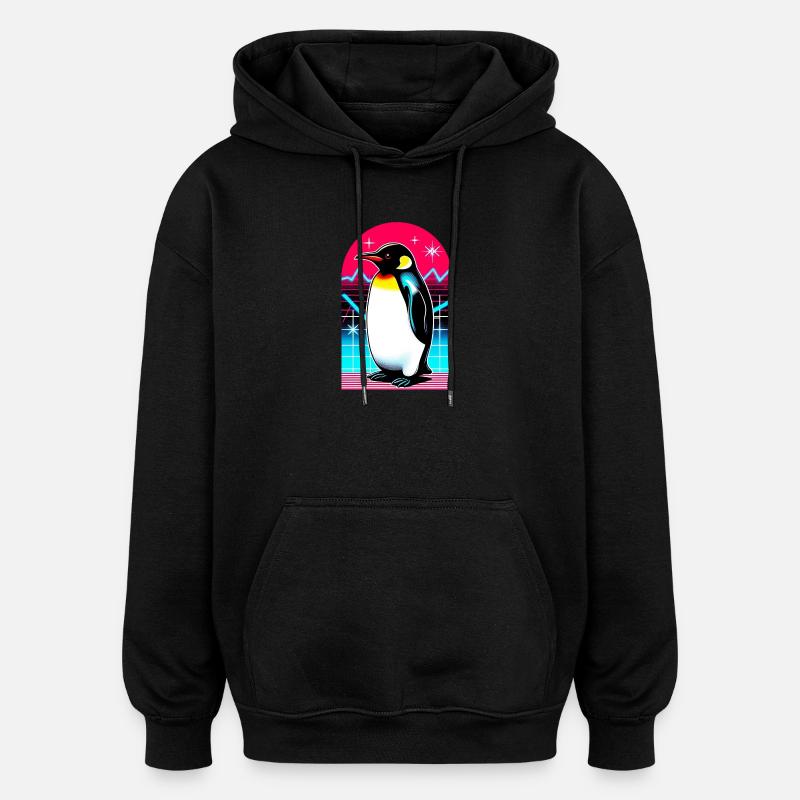 Pinguin - Oversized Unisex Hoodie - Schwarz