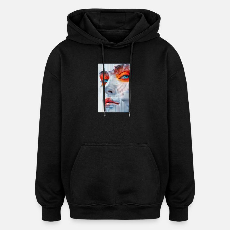 Fractemora - Sweat à capuche oversize unisexe - noir