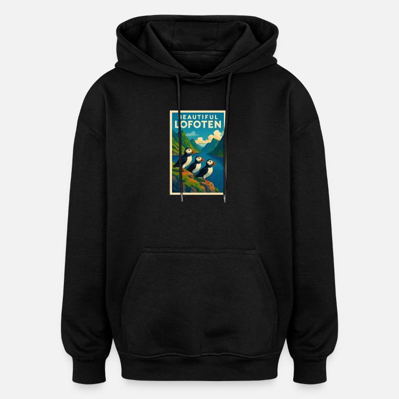 Lofoten - Sweat à capuche oversize unisexe - noir