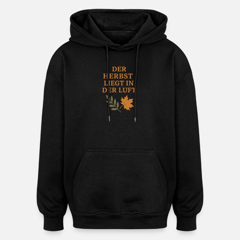 Poème d’automne avec motif de feuillage - Sweat à capuche oversize unisexe - noir
