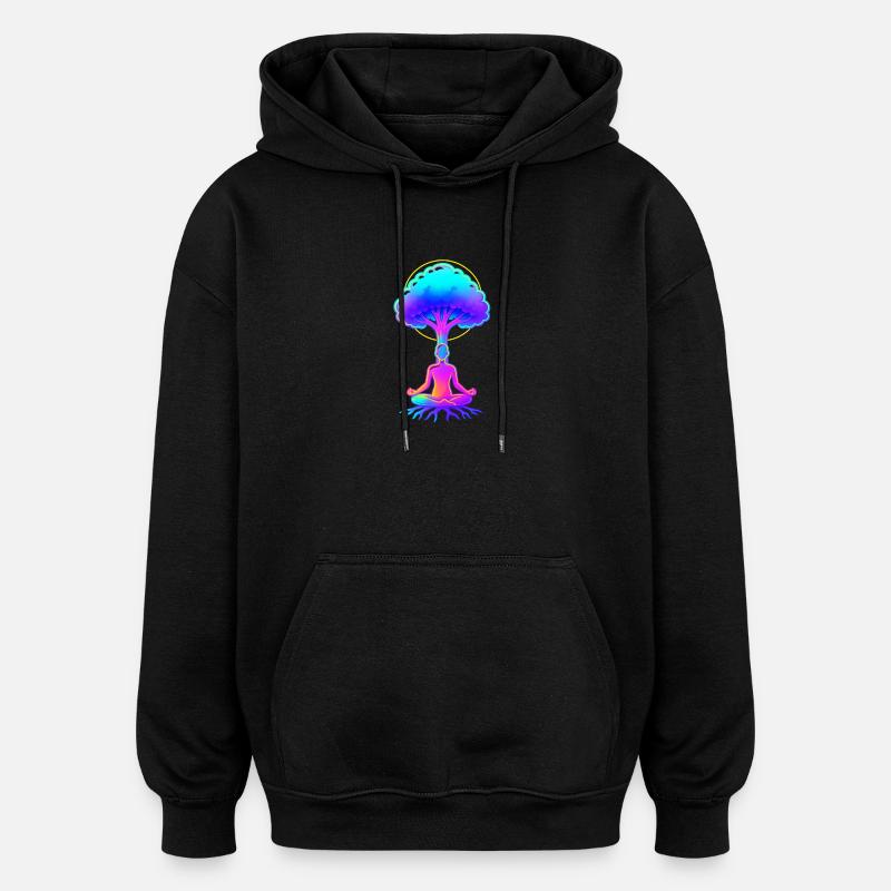 Neon Træ af Meditation - Oversize unisex hoodie - sort