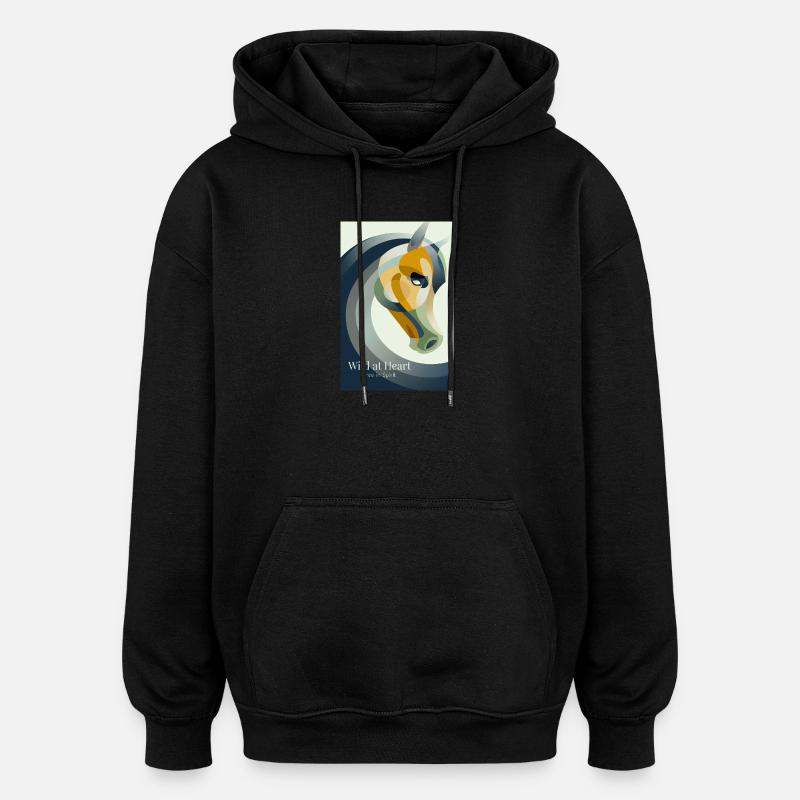 Affiche de cheval abstraite moderne - Sweat à capuche oversize unisexe - noir