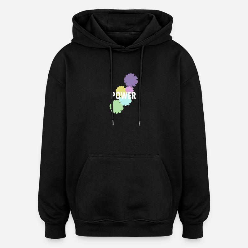 Mama Flower Power - Sweat à capuche oversize unisexe - noir