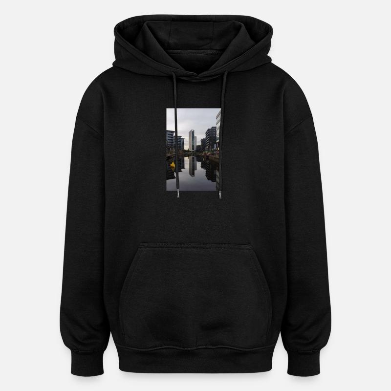 Réflexion urbaine - Sweat à capuche oversize unisexe - noir