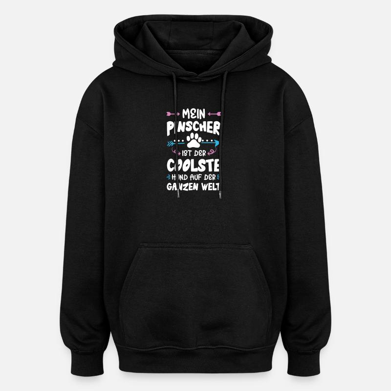 dicton sur le chien pinscher - Sweat à capuche oversize unisexe - noir