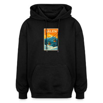 Standseilbahn Sälen bei Sonnenuntergang - Oversized Unisex Hoodie - Schwarz - Vorne - Noah (186cm)