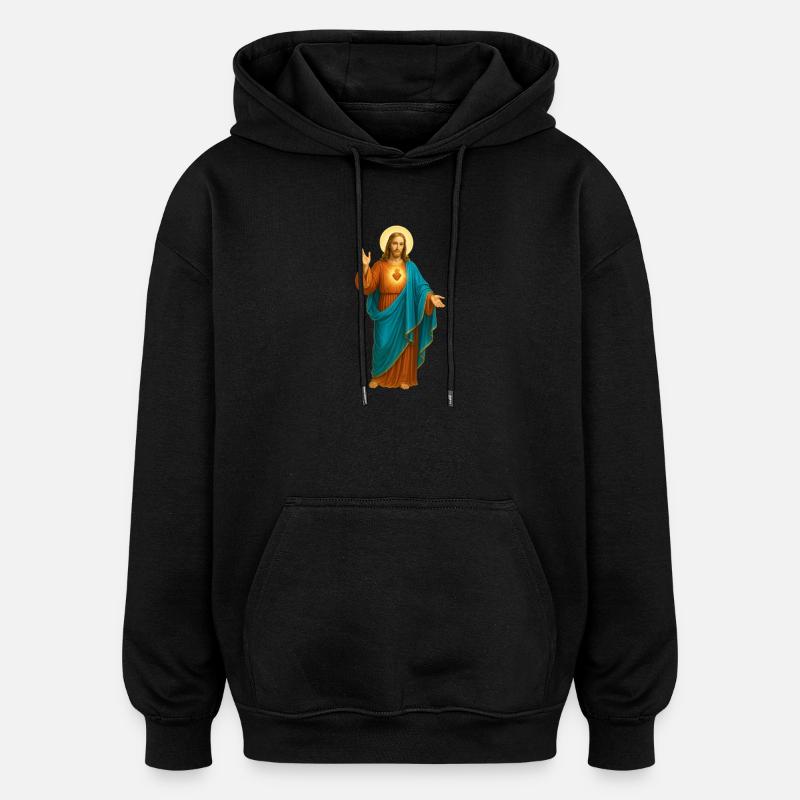 Imprimé emblématique du Sacré-Cœur - Sweat à capuche oversize unisexe - noir