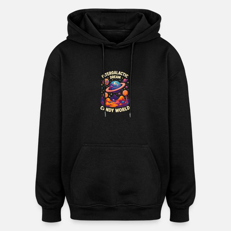 bonbon galaxie sucette planète spatiale - Sweat à capuche oversize unisexe - noir