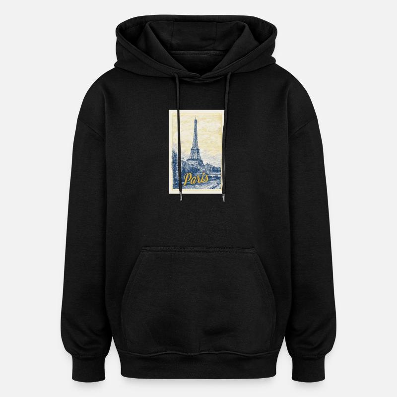 Pariser Eiffel-Bauplan - Oversized Unisex Hoodie - Schwarz