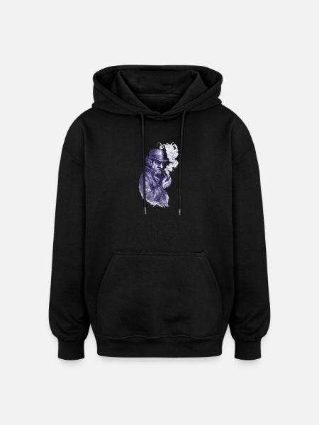 Pipe Smoker Detective in the Shadows - Oversized Unisex Hoodie - black
