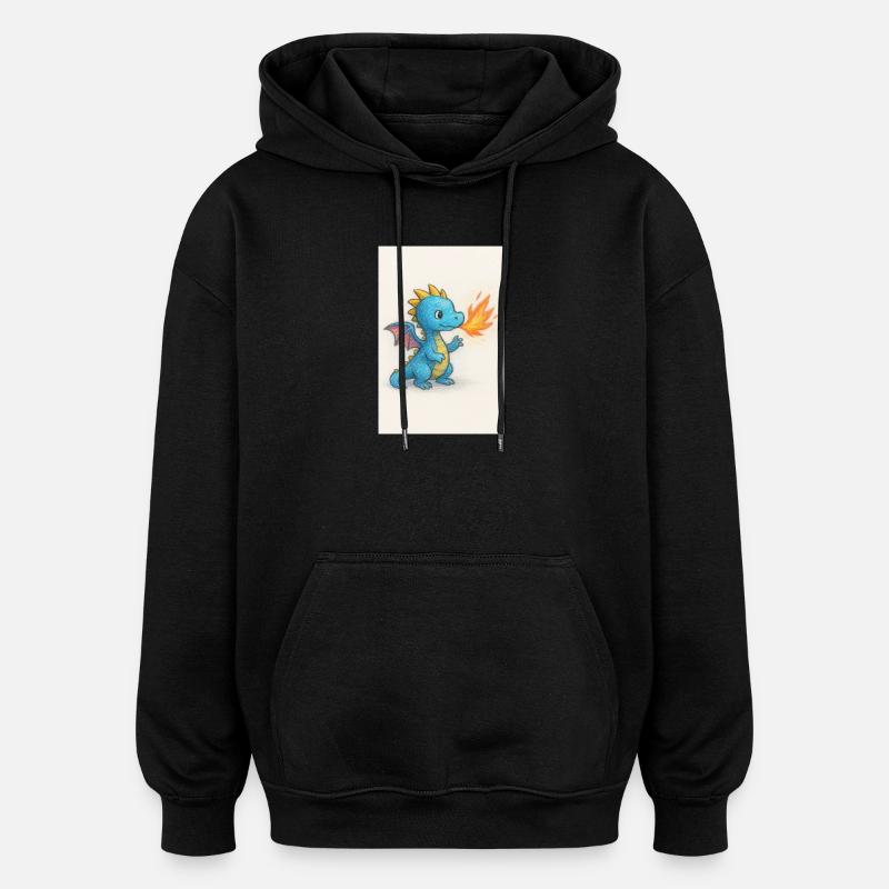 Blauer Drachenfunke Atemfeuer - Oversized Unisex Hoodie - Schwarz