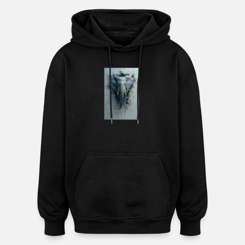 Elephant Breakthrough - Oversized Unisex Hoodie - black