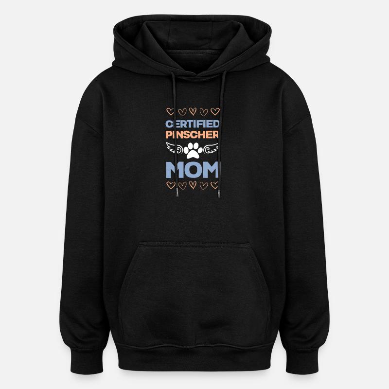 Certification Pinscher Mom - Sweat à capuche oversize unisexe - noir