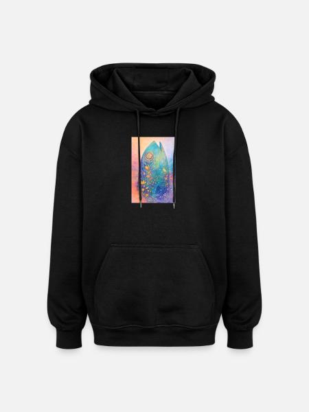 Ozeantraum – Surfbrett-Geistkunst - Oversized Unisex Hoodie - Schwarz