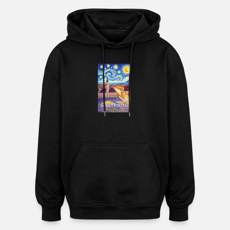 Sankt Pölten, Autriche - Sweat à capuche oversize unisexe - noir
