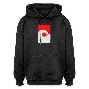 Quiet Power Japan Poster Minimal Welle Sonne - Oversized Unisex Hoodie - Anthrazit - Vorne - Noah (186cm)