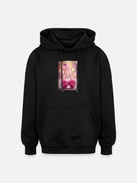 Pink Glitter Cherries Duo - Oversized Unisex Hoodie - black