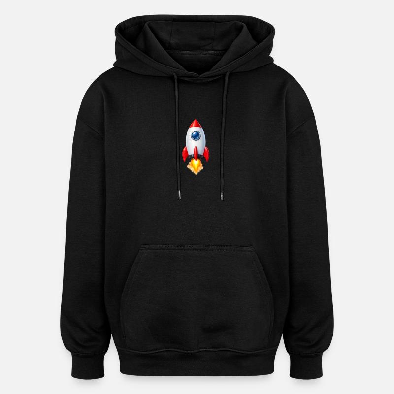 Design rétro Rocket joyeux - Sweat à capuche oversize unisexe - noir