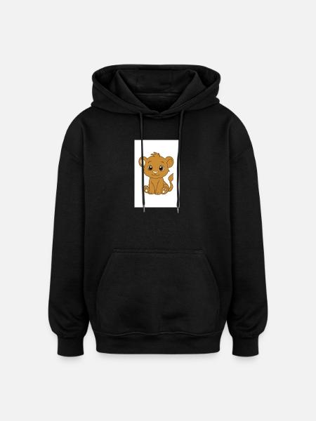 Kawaii lion cub - Oversized Unisex Hoodie - black