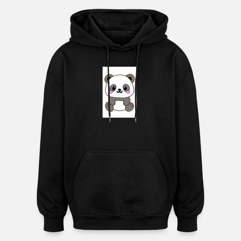 Kawaii Panda - Oversized Unisex Hoodie - Schwarz