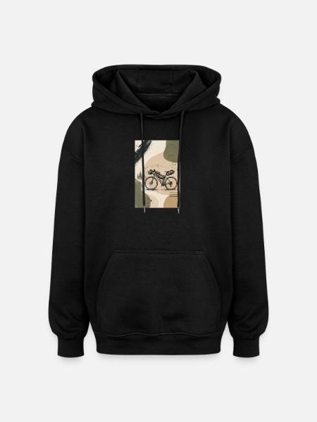Mountain Bike Sketch Landscape - Oversized Unisex Hoodie - black