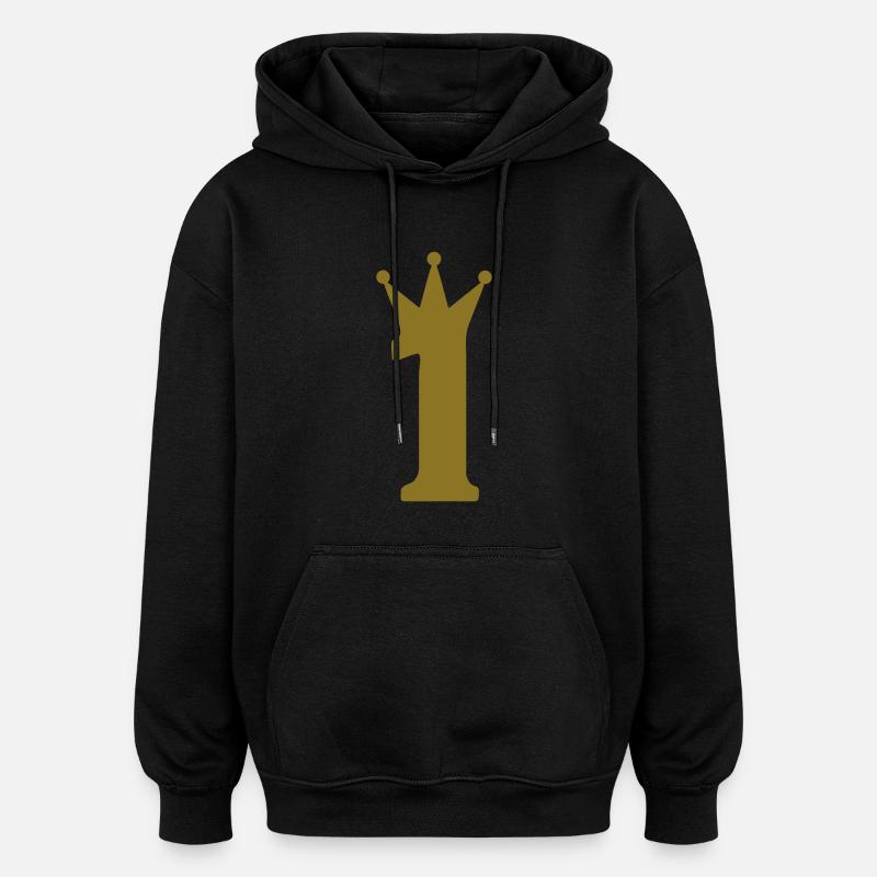 1 couronne c1w7 - Sweat à capuche oversize unisexe - noir