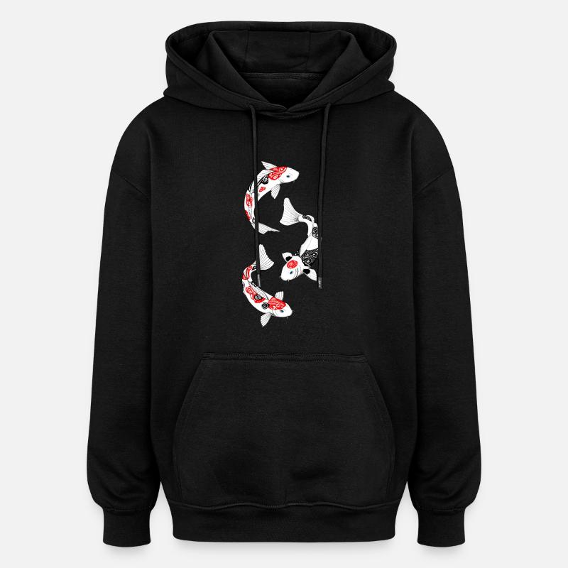 3 kois - Sweat à capuche oversize unisexe - noir