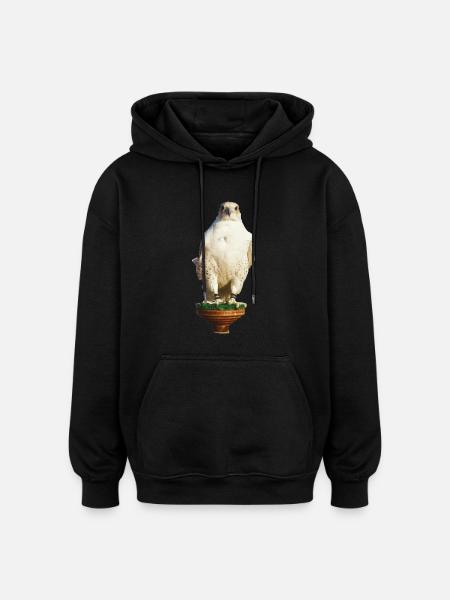 Beautiful white gyrfalco - Oversized Unisex Hoodie - black
