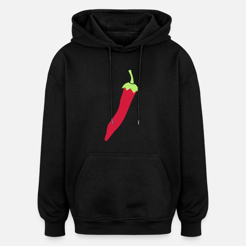 Chili au piment - Sweat à capuche oversize unisexe - noir