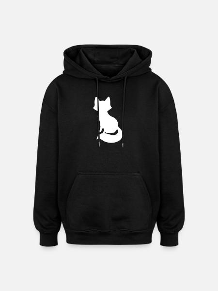 Playful Fox Silhouette Design - Oversized Unisex Hoodie - black