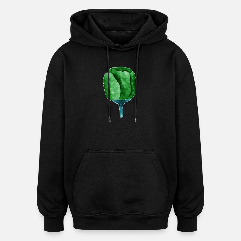Illustration de fleur verte abstraite - Sweat à capuche oversize unisexe - noir