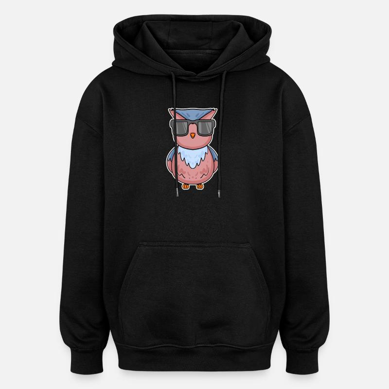 Hibou avec des lunettes - Sweat à capuche oversize unisexe - noir