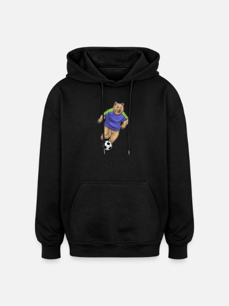 Bear Soccer Player Soccer - Oversized Unisex Hoodie - black