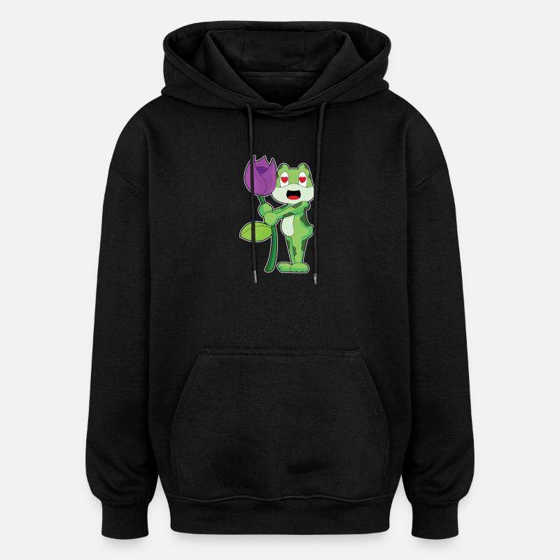 Frog Flower - Oversized Unisex Hoodie - black