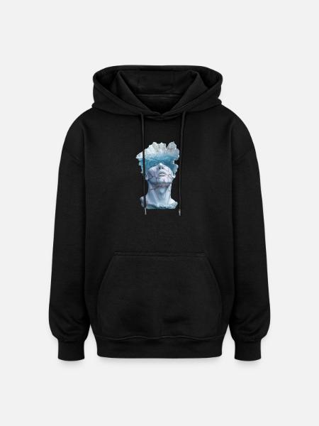 surreal marble statue bust - Oversized Unisex Hoodie - black