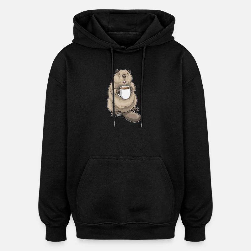 Beaver Coffee Mug - Oversized Unisex Hoodie - black