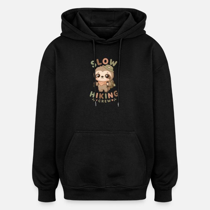 Langsam wandernde Faultier-Crew - Oversized Unisex Hoodie - Schwarz